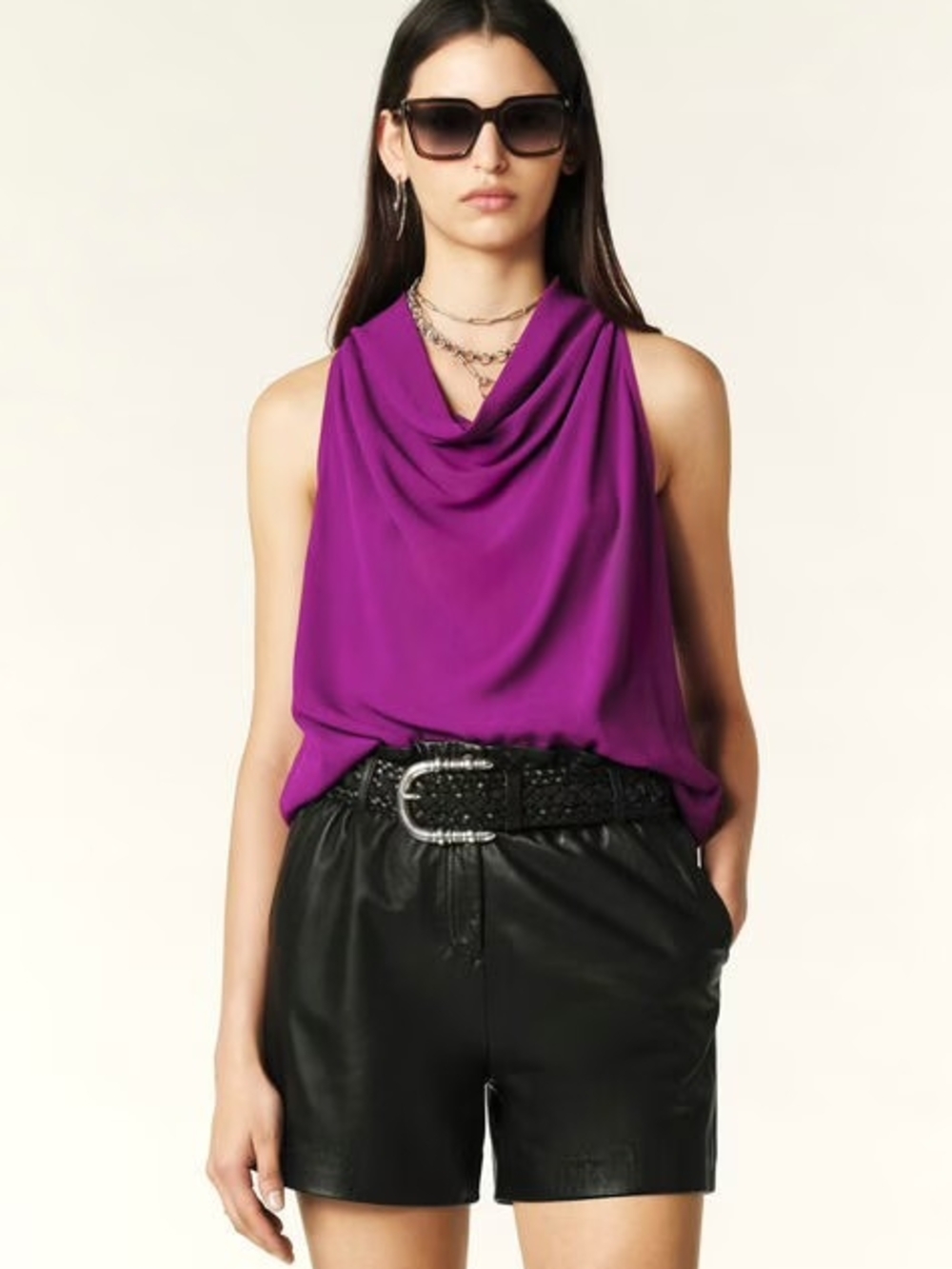 ba&sh Magenta Cowl Neck Tindy Sleeveless Top NWT